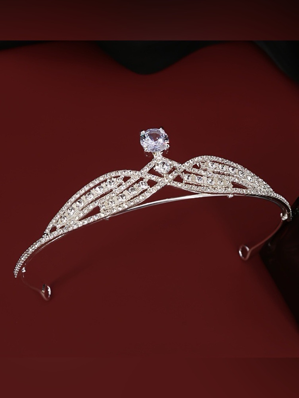 Anthropologie Silver Crystal Tiara with Clear Center Stone